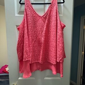 Lane Bryant Coral Lace Overlay Sleeveless Blouse
